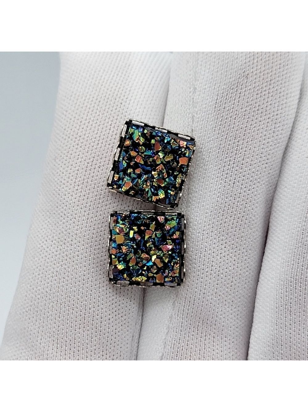 Square Druzy Stud Earrings #2422